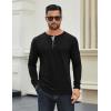 COOFANDY Men’s Long Sleeve Henley Shirts Cotton T-Shirts Casual Pullover Shirt Soft Stretch Basic Tees Fall Tops(Black 01 – Grey Collar)