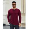 COOFANDY Men’s Long Sleeve Henley Shirts Cotton T-Shirts Casual Pullover Shirt Soft Stretch Basic Tees Fall Tops(Dark Red)