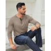 COOFANDY Men’s Long Sleeve Henley Shirts Cotton T-Shirts Casual Pullover Shirt Soft Stretch Basic Tees Fall Tops(Khaki)