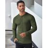 COOFANDY Men’s Long Sleeve Henley Shirts Stretch Ribbed T-Shirts Fashion Casual Basic Tops(Army Green)