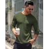 COOFANDY Men’s Long Sleeve Henley Shirts Stretch Ribbed T-Shirts Fashion Casual Basic Tops(Army Green)