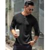 COOFANDY Men’s Long Sleeve Henley Shirts Stretch Ribbed T-Shirts Fashion Casual Basic Tops(Black)