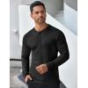 COOFANDY Men’s Long Sleeve Henley Shirts Stretch Ribbed T-Shirts Fashion Casual Basic Tops(Black)