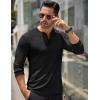 COOFANDY Men’s Long Sleeve Henley Shirts Stretch Ribbed T-Shirts Fashion Casual Basic Tops(Black)