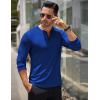 COOFANDY Men’s Long Sleeve Henley Shirts Stretch Ribbed T-Shirts Fashion Casual Basic Tops(Blue)