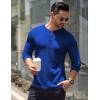 COOFANDY Men’s Long Sleeve Henley Shirts Stretch Ribbed T-Shirts Fashion Casual Basic Tops(Blue)