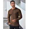COOFANDY Men’s Long Sleeve Henley Shirts Stretch Ribbed T-Shirts Fashion Casual Basic Tops(Brown)