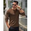 COOFANDY Men’s Long Sleeve Henley Shirts Stretch Ribbed T-Shirts Fashion Casual Basic Tops(Brown)