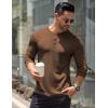 COOFANDY Men’s Long Sleeve Henley Shirts Stretch Ribbed T-Shirts Fashion Casual Basic Tops(Brown)