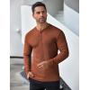 COOFANDY Men’s Long Sleeve Henley Shirts Stretch Ribbed T-Shirts Fashion Casual Basic Tops(Caramel)