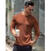 COOFANDY Men’s Long Sleeve Henley Shirts Stretch Ribbed T-Shirts Fashion Casual Basic Tops(Caramel)
