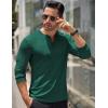 COOFANDY Men’s Long Sleeve Henley Shirts Stretch Ribbed T-Shirts Fashion Casual Basic Tops(Dark Green)