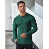 COOFANDY Men’s Long Sleeve Henley Shirts Stretch Ribbed T-Shirts Fashion Casual Basic Tops(Dark Green)