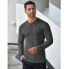 COOFANDY Men’s Long Sleeve Henley Shirts Stretch Ribbed T-Shirts Fashion Casual Basic Tops(Dark Grey)