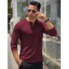 COOFANDY Men’s Long Sleeve Henley Shirts Stretch Ribbed T-Shirts Fashion Casual Basic Tops(Dark Red)