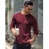 COOFANDY Men’s Long Sleeve Henley Shirts Stretch Ribbed T-Shirts Fashion Casual Basic Tops(Dark Red)