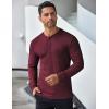 COOFANDY Men’s Long Sleeve Henley Shirts Stretch Ribbed T-Shirts Fashion Casual Basic Tops(Dark Red)