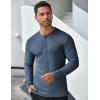 COOFANDY Men’s Long Sleeve Henley Shirts Stretch Ribbed T-Shirts Fashion Casual Basic Tops(Grey Blue)