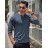 COOFANDY Men’s Long Sleeve Henley Shirts Stretch Ribbed T-Shirts Fashion Casual Basic Tops(Grey Blue)