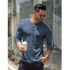 COOFANDY Men’s Long Sleeve Henley Shirts Stretch Ribbed T-Shirts Fashion Casual Basic Tops(Grey Blue)
