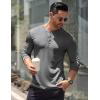 COOFANDY Men’s Long Sleeve Henley Shirts Stretch Ribbed T-Shirts Fashion Casual Basic Tops(Heather Grey)