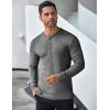 COOFANDY Men’s Long Sleeve Henley Shirts Stretch Ribbed T-Shirts Fashion Casual Basic Tops(Heather Grey)