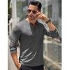 COOFANDY Men’s Long Sleeve Henley Shirts Stretch Ribbed T-Shirts Fashion Casual Basic Tops(Heather Grey)