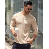COOFANDY Men’s Long Sleeve Henley Shirts Stretch Ribbed T-Shirts Fashion Casual Basic Tops(Khaki)