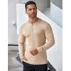 COOFANDY Men’s Long Sleeve Henley Shirts Stretch Ribbed T-Shirts Fashion Casual Basic Tops(Khaki)