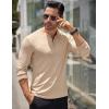 COOFANDY Men’s Long Sleeve Henley Shirts Stretch Ribbed T-Shirts Fashion Casual Basic Tops(Khaki)