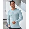 COOFANDY Men’s Long Sleeve Henley Shirts Stretch Ribbed T-Shirts Fashion Casual Basic Tops(Light Blue)