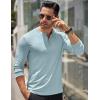 COOFANDY Men’s Long Sleeve Henley Shirts Stretch Ribbed T-Shirts Fashion Casual Basic Tops(Light Blue)