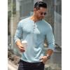 COOFANDY Men’s Long Sleeve Henley Shirts Stretch Ribbed T-Shirts Fashion Casual Basic Tops(Light Blue)