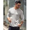 COOFANDY Men’s Long Sleeve Henley Shirts Stretch Ribbed T-Shirts Fashion Casual Basic Tops(Light Grey)