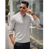 COOFANDY Men’s Long Sleeve Henley Shirts Stretch Ribbed T-Shirts Fashion Casual Basic Tops(Light Grey)