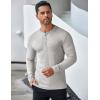 COOFANDY Men’s Long Sleeve Henley Shirts Stretch Ribbed T-Shirts Fashion Casual Basic Tops(Light Grey)