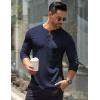 COOFANDY Men’s Long Sleeve Henley Shirts Stretch Ribbed T-Shirts Fashion Casual Basic Tops(Navy Blue)