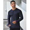 COOFANDY Men’s Long Sleeve Henley Shirts Stretch Ribbed T-Shirts Fashion Casual Basic Tops(Navy Blue)