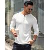 COOFANDY Men’s Long Sleeve Henley Shirts Stretch Ribbed T-Shirts Fashion Casual Basic Tops(White)