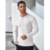 COOFANDY Men’s Long Sleeve Henley Shirts Stretch Ribbed T-Shirts Fashion Casual Basic Tops(White)
