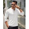 COOFANDY Men’s Long Sleeve Henley Shirts Stretch Ribbed T-Shirts Fashion Casual Basic Tops(White)