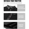 COOFANDY Mens Long Sleeve Polo Shirts Casual Button Collared Shirts Raglan Golf T Shirt(Black)
