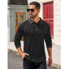 COOFANDY Mens Long Sleeve Polo Shirts Casual Button Collared Shirts Raglan Golf T Shirt(Black)