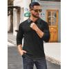 COOFANDY Mens Long Sleeve Polo Shirts Casual Button Collared Shirts Raglan Golf T Shirt(Black)