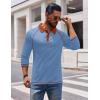 COOFANDY Mens Long Sleeve Polo Shirts Casual Button Collared Shirts Raglan Golf T Shirt(Blue)