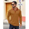 COOFANDY Mens Long Sleeve Polo Shirts Casual Button Collared Shirts Raglan Golf T Shirt(Brown)