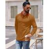 COOFANDY Mens Long Sleeve Polo Shirts Casual Button Collared Shirts Raglan Golf T Shirt(Brown)
