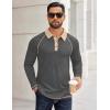 COOFANDY Mens Long Sleeve Polo Shirts Casual Button Collared Shirts Raglan Golf T Shirt(Dark Grey)
