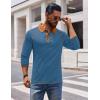 COOFANDY Mens Long Sleeve Polo Shirts Casual Button Collared Shirts Raglan Golf T Shirt(Denim Blue)