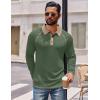 COOFANDY Mens Long Sleeve Polo Shirts Casual Button Collared Shirts Raglan Golf T Shirt(Green)